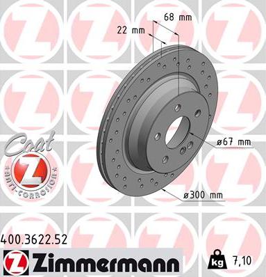 Zimmermann 400.3622.52 - Тормозной диск autosila-amz.com
