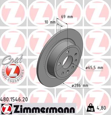 Zimmermann 480.1546.20 - Тормозной диск autosila-amz.com