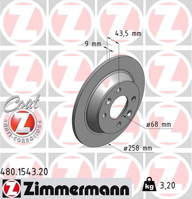 Zimmermann 480.1543.20 - Тормозной диск autosila-amz.com