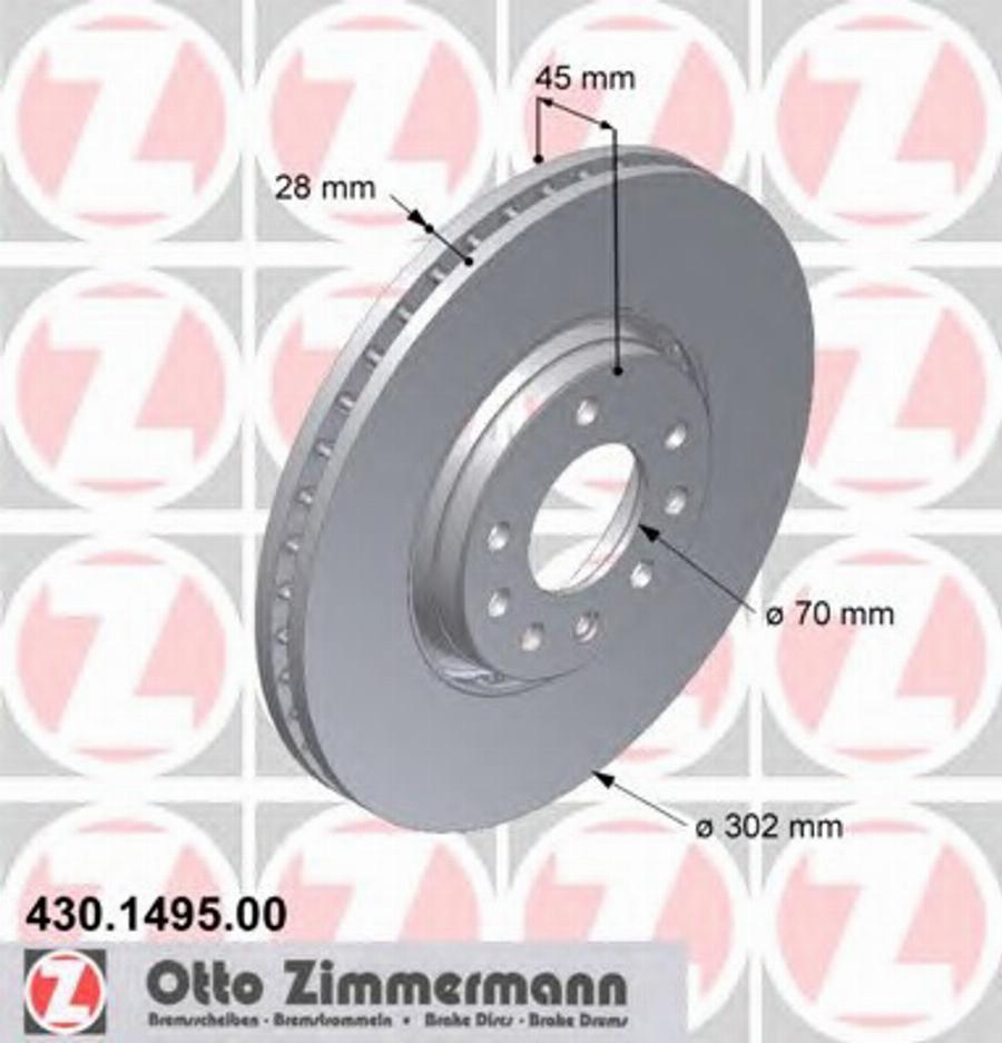 Zimmermann 430.1495.00 - Тормозной диск autosila-amz.com