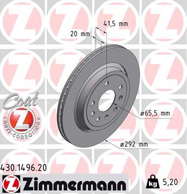 Zimmermann 430.1496.20 - Тормозной диск autosila-amz.com