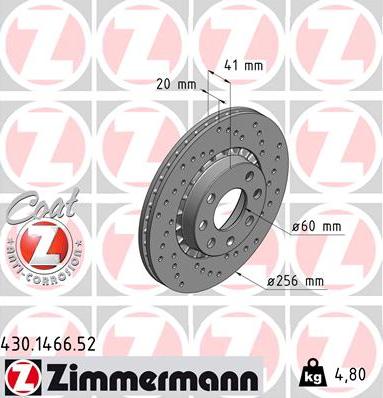 Zimmermann 430.1466.52 - Тормозной диск autosila-amz.com