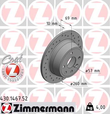 Zimmermann 430.1467.52 - Тормозной диск autosila-amz.com