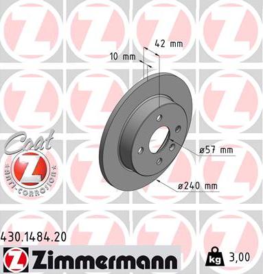 Zimmermann 430.1484.20 - Тормозной диск autosila-amz.com