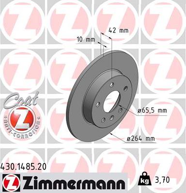 Zimmermann 430.1485.20 - Тормозной диск autosila-amz.com