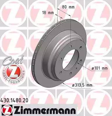 Zimmermann 430.1480.20 - Тормозной диск autosila-amz.com