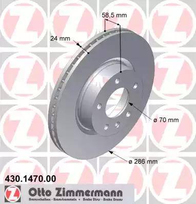 Zimmermann 430.1470.00 - Диск тормозной вентилируемый GM autosila-amz.com