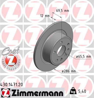 Zimmermann 430.1471.20 - Тормозной диск autosila-amz.com