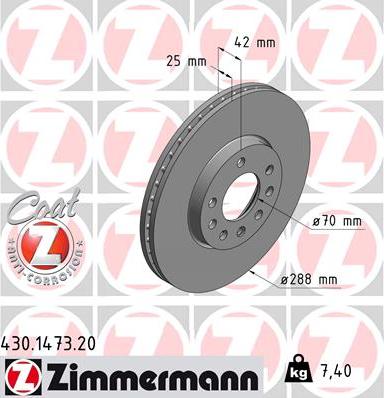 Zimmermann 430.1473.20 - Тормозной диск autosila-amz.com