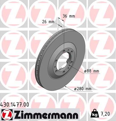 Zimmermann 430.1477.00 - Тормозной диск autosila-amz.com