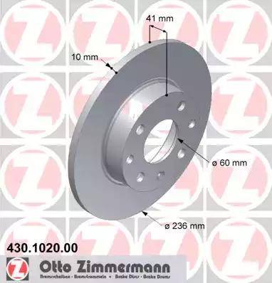 Zimmermann 430.1020.00 - Тормозной диск autosila-amz.com