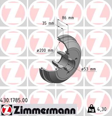 Zimmermann 430.1785.00 - Тормозной барабан autosila-amz.com