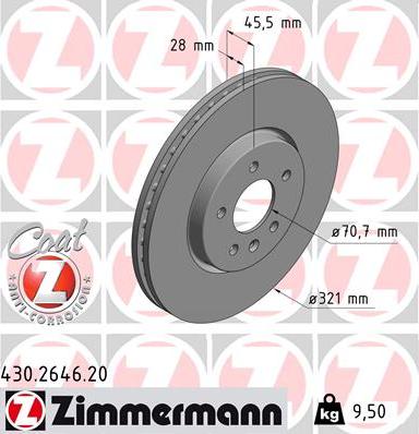 Zimmermann 430.2646.20 - Тормозной диск autosila-amz.com