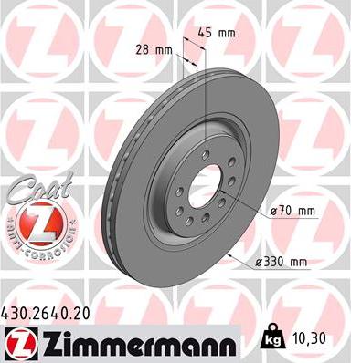 Zimmermann 430.2640.20 - Тормозной диск autosila-amz.com