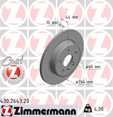 Zimmermann 430.2643.20 - Тормозной диск autosila-amz.com