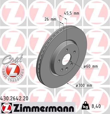 Zimmermann 430.2642.20 - Тормозной диск autosila-amz.com