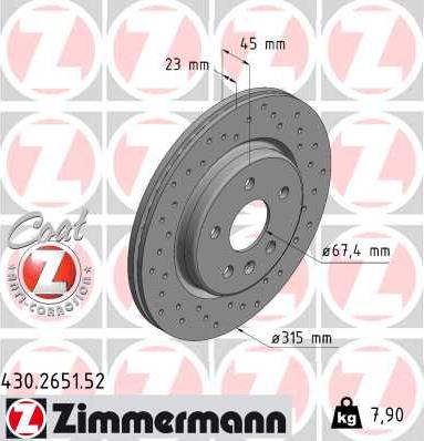 Zimmermann 430.2651.52 - Тормозной диск autosila-amz.com