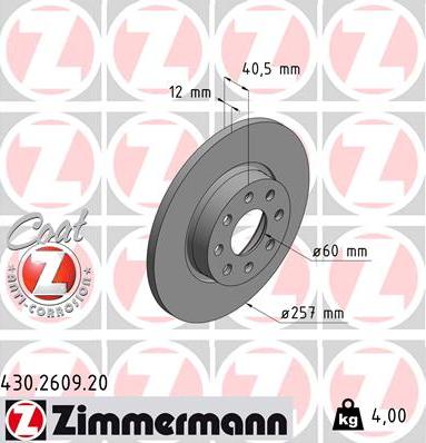 Zimmermann 430.2609.20 - Тормозной диск autosila-amz.com
