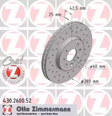 Zimmermann 430.2600.52 - Тормозной диск autosila-amz.com