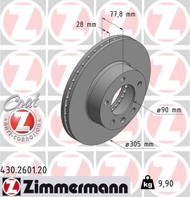 Zimmermann 430.2601.20 - Тормозной диск autosila-amz.com