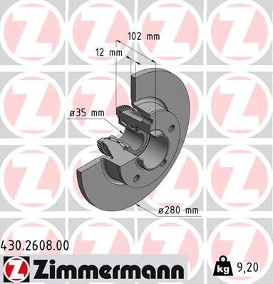 Zimmermann 430.2608.00 - Тормозной диск autosila-amz.com