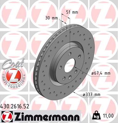 Zimmermann 430.2616.52 - Тормозной диск autosila-amz.com