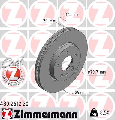 Zimmermann 430.2612.20 - Тормозной диск autosila-amz.com