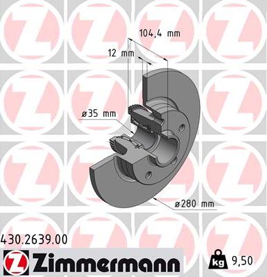 Zimmermann 430.2639.00 - Тормозной диск autosila-amz.com