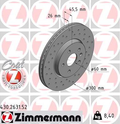 Zimmermann 430.2631.52 - Тормозной диск autosila-amz.com