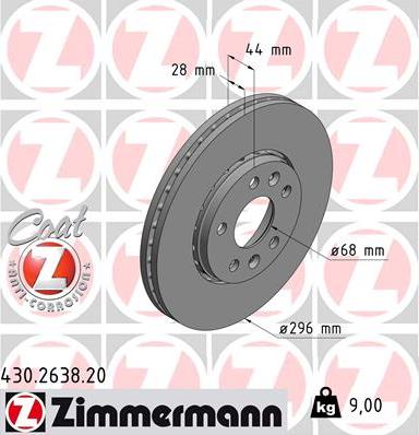 Zimmermann 430.2638.20 - Тормозной диск autosila-amz.com