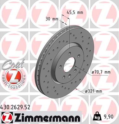 Zimmermann 430.2629.52 - Тормозной диск autosila-amz.com