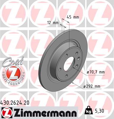 Zimmermann 430.2624.20 - Тормозной диск autosila-amz.com