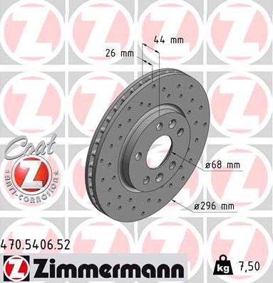 Zimmermann 470.5406.52 - Тормозной диск autosila-amz.com