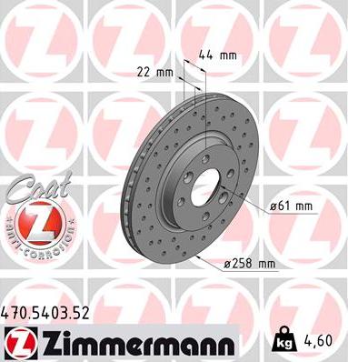 Zimmermann 470.5403.52 - Тормозной диск autosila-amz.com