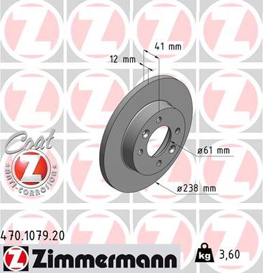 Zimmermann 470.1079.20 - диск тормозной передний!с покрытием\ Renault Clio/R19 1.2-1.9D 86> autosila-amz.com