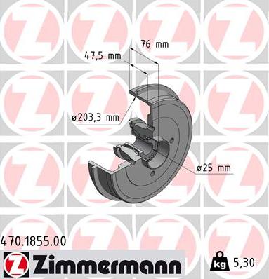 Zimmermann 470.1855.00 - барабан тормозной !задн. d203-4x100 \DACIA, RENAULT LOGAN 1.2 16V 06>, LPG, 1.4 04>, MPI autosila-amz.com