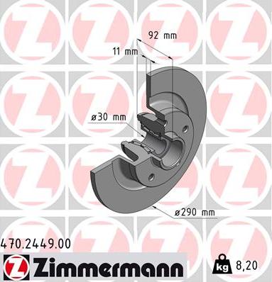 Zimmermann 470.2449.00 - Тормозной диск autosila-amz.com