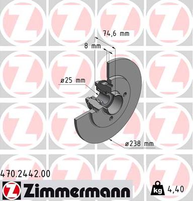 Zimmermann 470.2442.00 - Тормозной диск autosila-amz.com