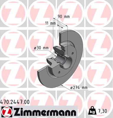 Zimmermann 470.2447.00 - Тормозной диск autosila-amz.com
