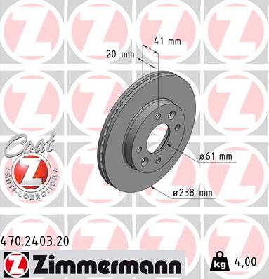 Zimmermann 470.2403.20 - Тормозной диск autosila-amz.com