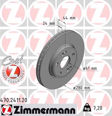Zimmermann 470.2411.20 - Тормозной диск autosila-amz.com