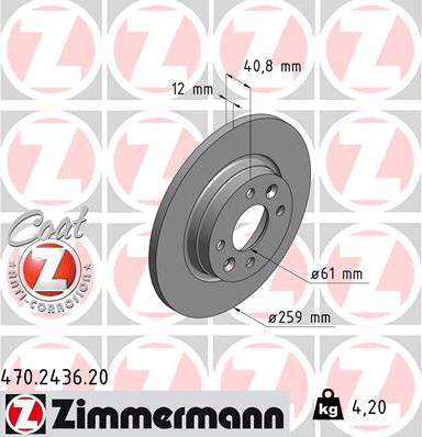 Zimmermann 470.2436.20 - Тормозной диск autosila-amz.com