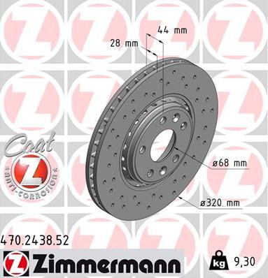 Zimmermann 470.2438.52 - Тормозной диск autosila-amz.com