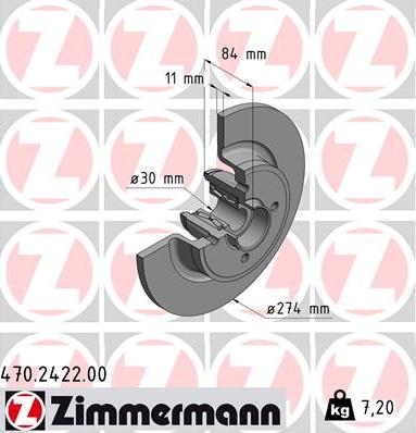 Zimmermann 470.2422.00 - Тормозной диск autosila-amz.com
