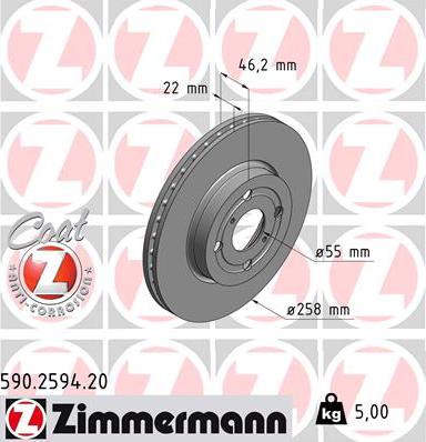 Zimmermann 590.2594.20 - Тормозной диск autosila-amz.com