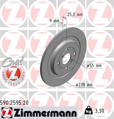 Zimmermann 590.2595.20 - Тормозной диск autosila-amz.com