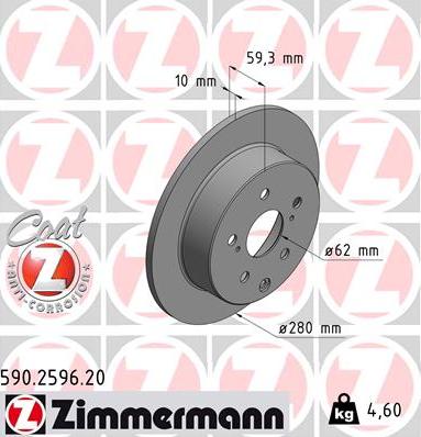 Zimmermann 590.2596.20 - Тормозной диск autosila-amz.com