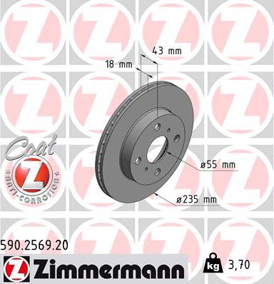 Zimmermann 590.2569.20 - Тормозной диск autosila-amz.com