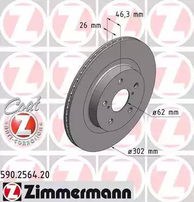 Zimmermann 590.2564.20 - Тормозной диск autosila-amz.com