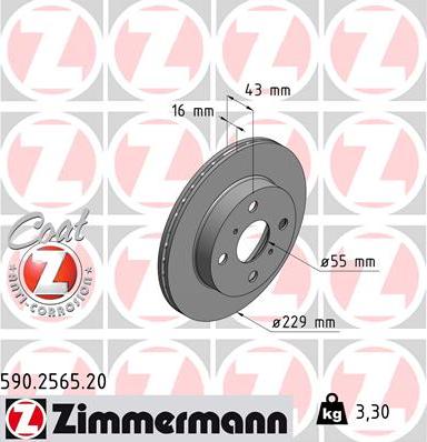 Zimmermann 590.2565.20 - Тормозной диск autosila-amz.com